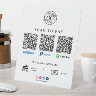 Signe De Table Scan To Pay Business Logo Qr Code Payment