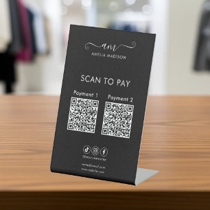 Signe De Table Scan To Pay Code QR Entreprise Noir