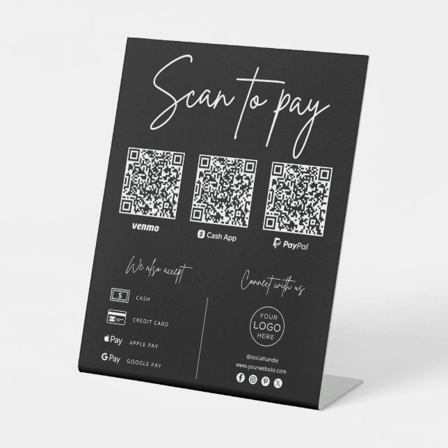 Signe De Table Scan To Pay QR Code Business (Recto)