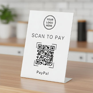 Signe De Table Scan to Pay QR Code Tabletop Sign For Businesses