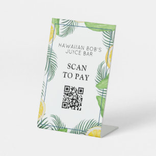 Signe De Table Scanner de code QR Feuille Tropical pour payer le