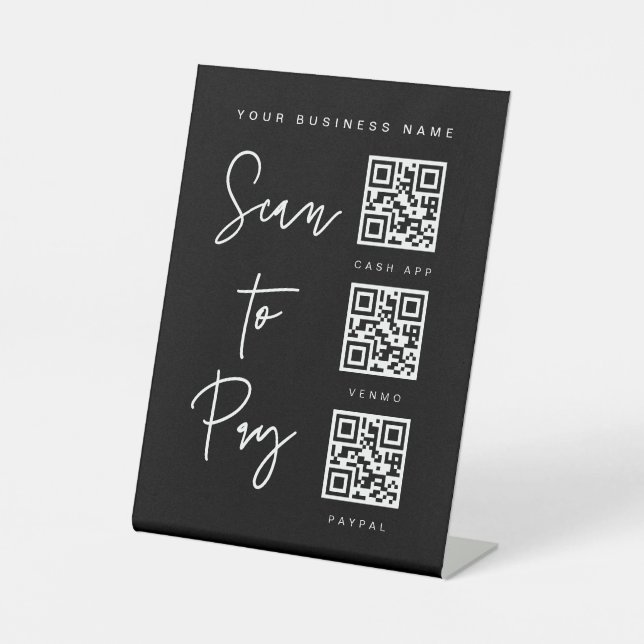 Signe De Table Scanner le code QR Minimal Bar Valet Mariage (Recto)
