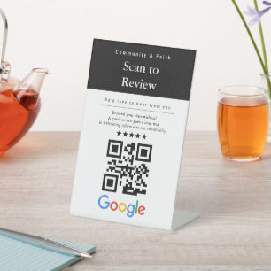 Signe De Table Scanner pour évaluer le code QR de Google Review