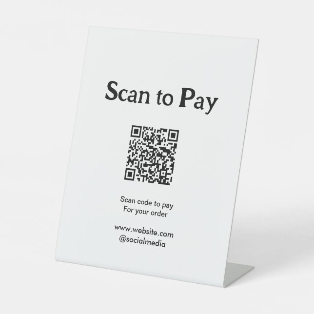 Signe De Table Scanner pour payer la commande QR code ajouter un  (Recto)
