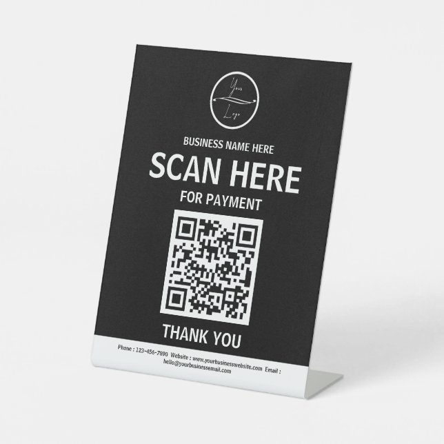 Signe De Table Scanner pour payer le code QR Business Tablett Sig (Recto)