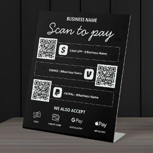 Signe De Table Scanner pour payer le code QR Cash App, Venmo, Pay