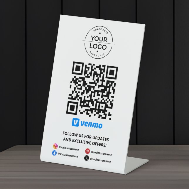 Signe De Table Scanner pour payer le code QR Venmo (Créateur téléchargé)