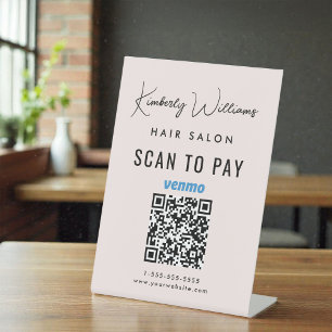 Signe De Table Scanner pour payer le code QR Venmo rose pour les
