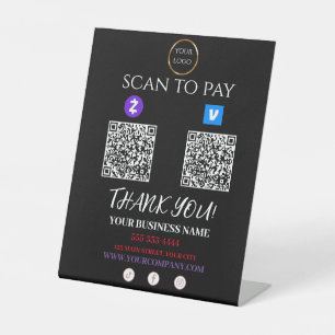 Signe De Table Scanner pour payer le code QR Zelle Venmo