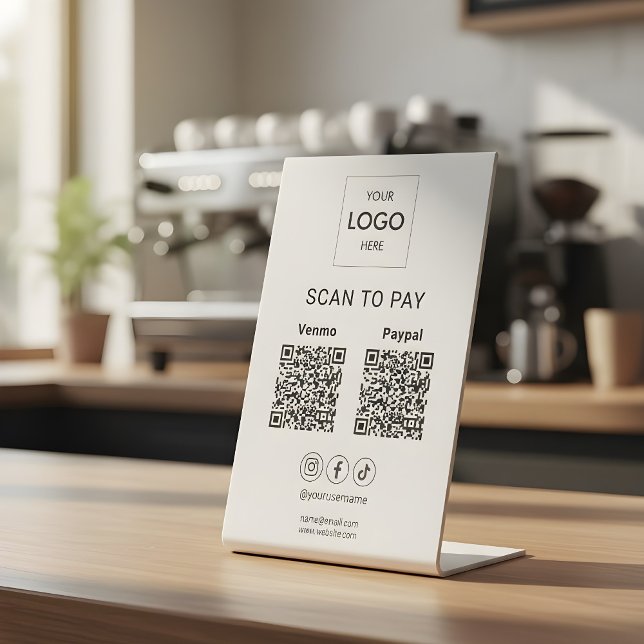 Signe De Table Scanner pour payer le logo du code QR de l'entrepr (Créateur téléchargé)