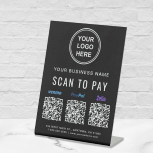 Signe De Table Scanner pour payer les codes QR de Venmo Paypal Ze