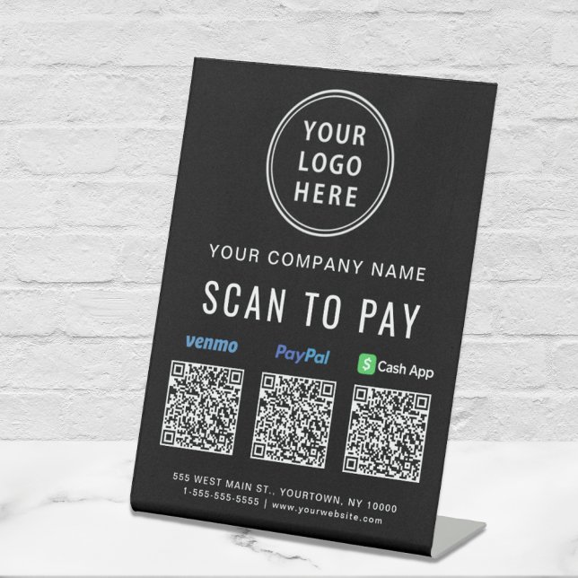 Signe De Table Scanner pour payer les codes QR Logo Paypal Venmo  (Créateur téléchargé)