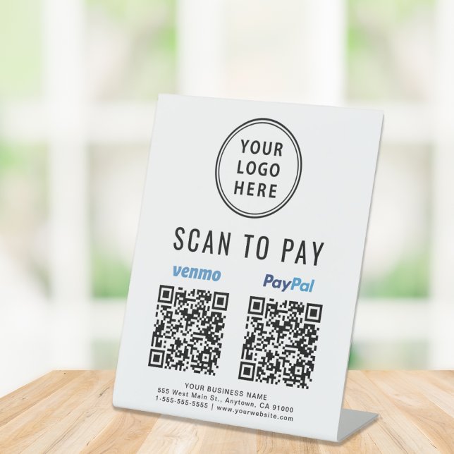 Signe De Table Scanner pour payer les codes QR Venmo Paypal Logo (Créateur téléchargé)