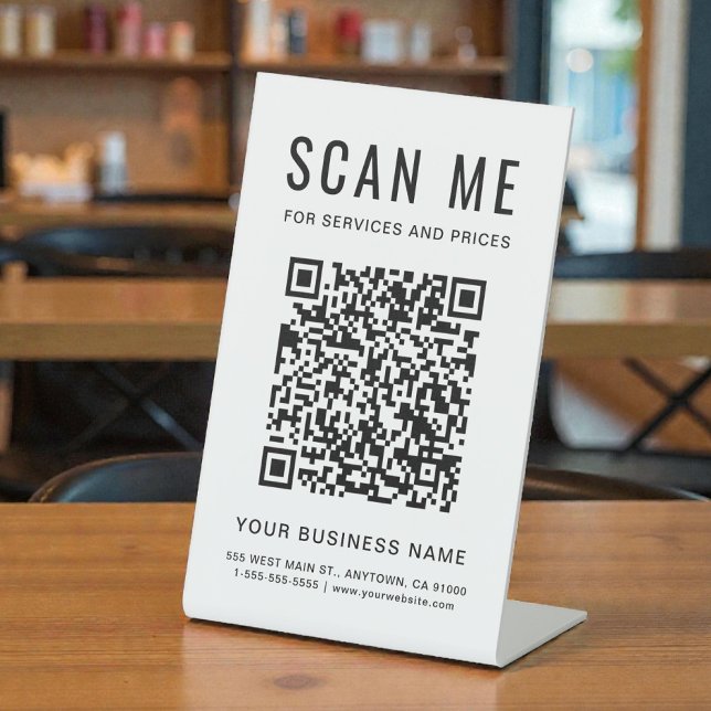 Signe De Table Scannez-moi Code QR (Scan Me QR Code Pedestal Sign)
