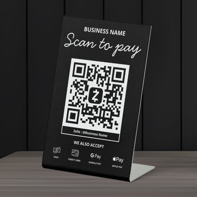 Signe De Table Scannez pour payer Code QR Zelle & Plus (Créateur téléchargé)