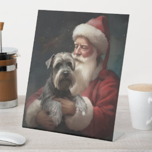 Signe De Table Schnauzer avec Noël Festif du Père Noël
