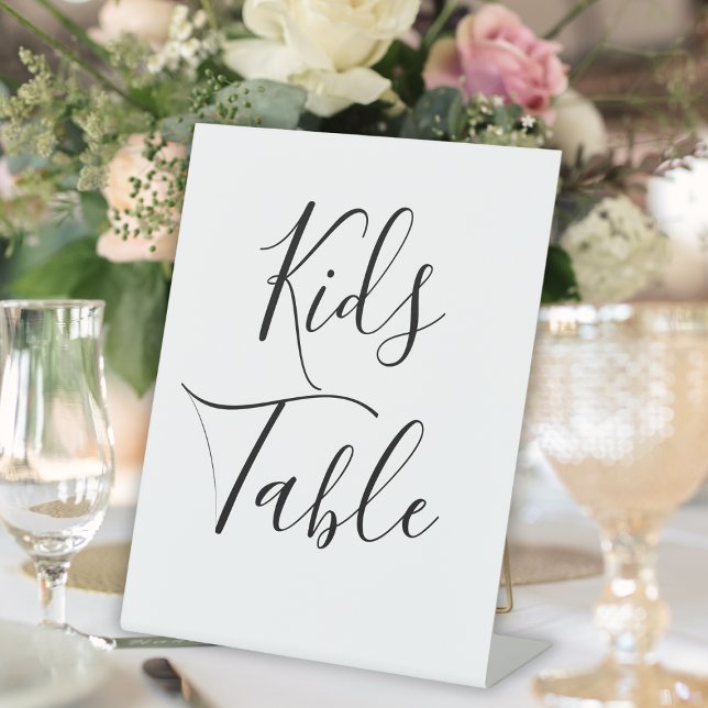 Signe De Table Script Calligraphie Réservé Mariage de table pour  (Script Calligraphy Reserved Kids Table Wedding Pedestal Sign
)