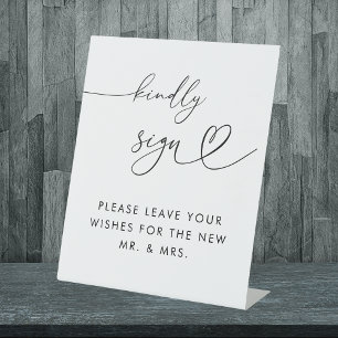 Signe De Table Script Coeur Signer gentiment Mariage Livre d'invi