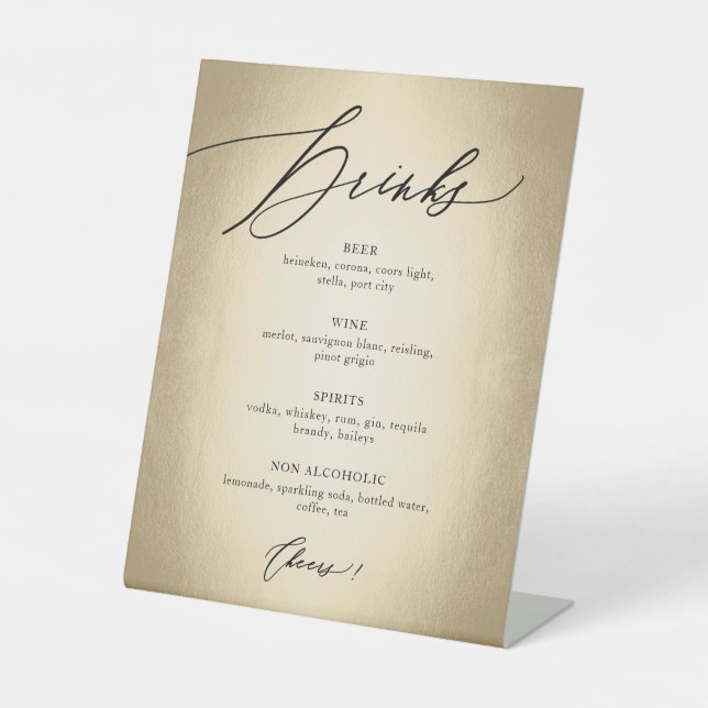 Signe De Table Script de calligraphie Boissons et encouragements  (Recto)