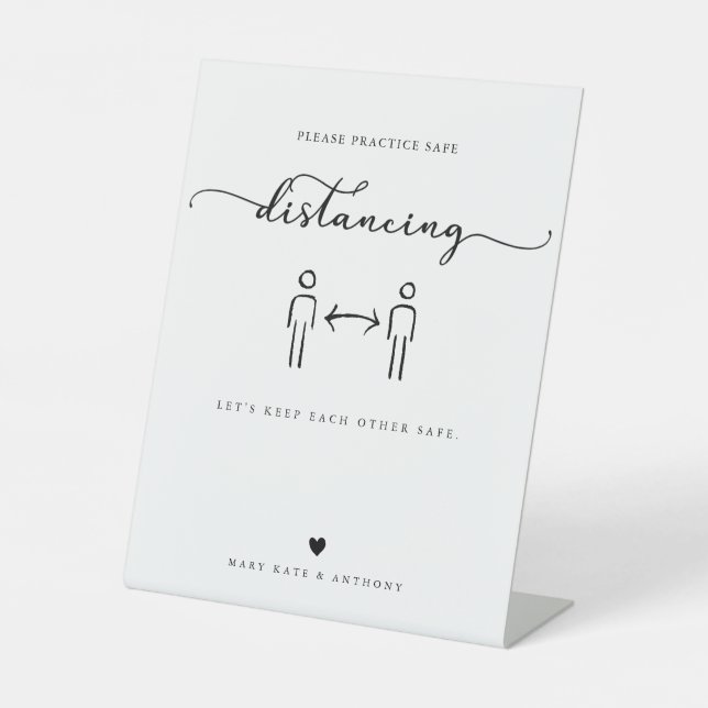 Signe De Table Script de calligraphie moderne Mariage de distance (Recto)