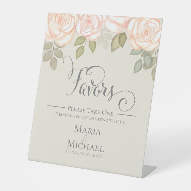 Signe De Table Script de calligraphie Sage Green Blush Faveurs (Recto)