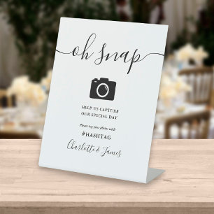 Signe De Table Script de signature noir et blanc Oh Snap