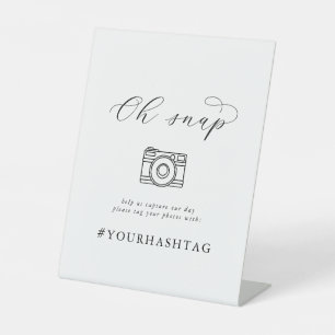 Signe De Table Script élégant Oh Snap Mariage Hashtag Signer