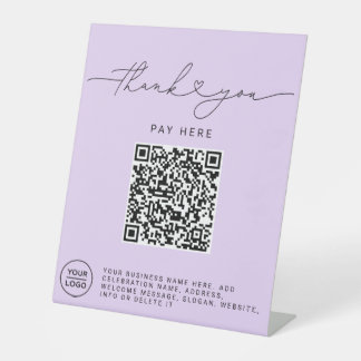 Signe De Table Script Merci Cœur Analysez Moi Code QR Logo violet