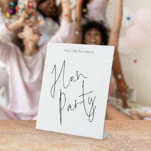 Signe De Table Script minimaliste Bienvenue à Hen Party