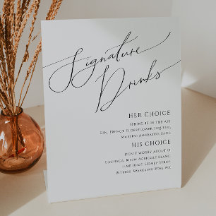 Signe De Table Script minimaliste Whimsical Boissons de signatu