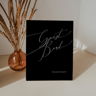 Signe De Table Script minimaliste Whimsical   Livre d'invité noir