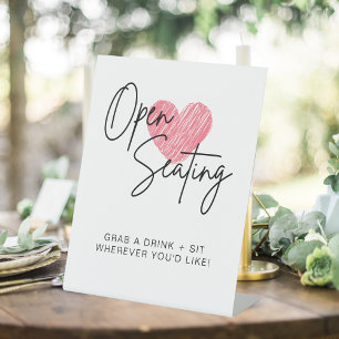 Signe De Table Script moderne Coeur Open Siège Mariage Signal