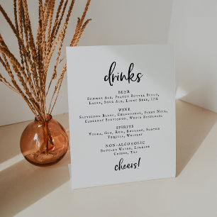 Signe De Table Script rustique Mariage Boissons Menu Signer