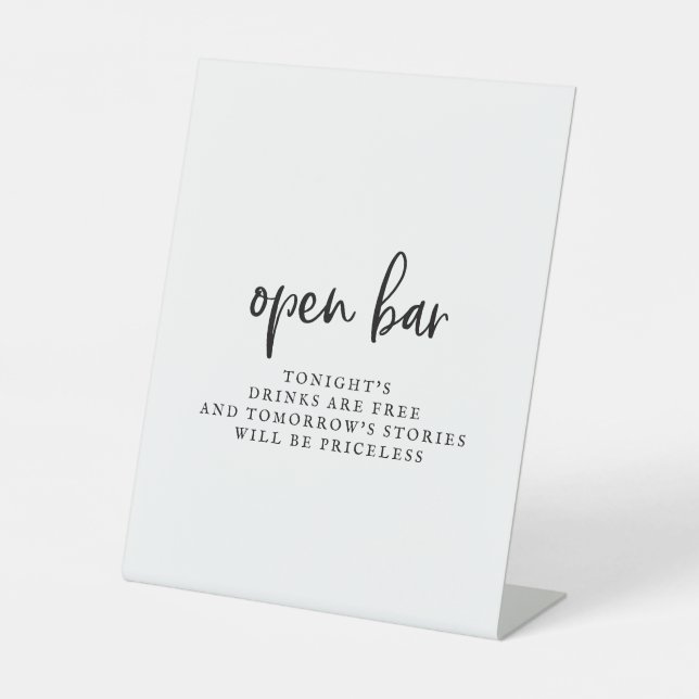 Signe De Table Script rustique Open Bar Sign (Recto)