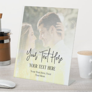 Signe De Table Script vintage en noir avec Mariage photo