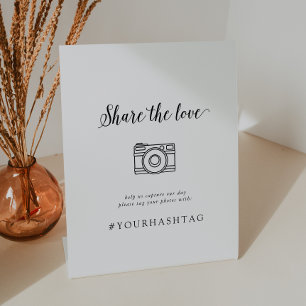 Signe De Table Script vintage Partager Le Hashtag Mariage Amour