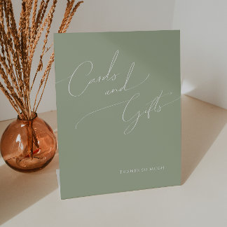 Signe De Table Script Whimsical | Cartes et cadeaux Sage Green