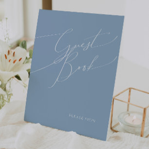 Signe De Table Script Whimsical Dusty Blue Guest Book