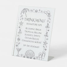 Seashells Wedding Bells Bachelorette Drink Menu