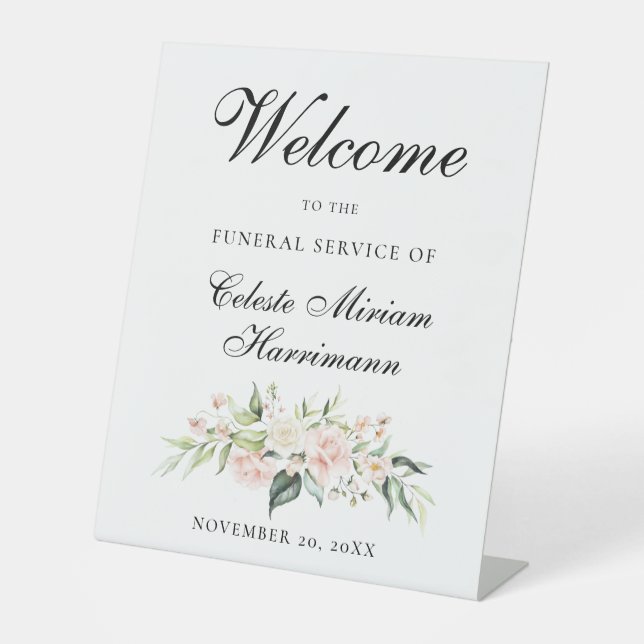 Signe De Table Service funéraire floral rose rose vif (Recto)