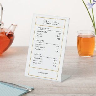 Signe De Table Services de coiffure personnalisés Prix du salon d