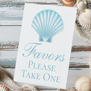 Signe De Table Shell Beach Bleu Nautique Élégant Mariage Favorise