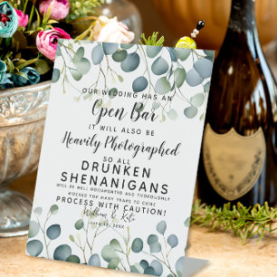 Signe De Table Shenanigans ivres photographiés eucalyptus