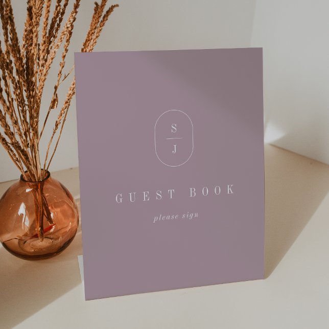 Signe De Table SHYLAH Boho Lilac Monogramme Mariage Inscription d (SHYLAH Boho Lilac Monogram Wedding Guest Book Sign)
