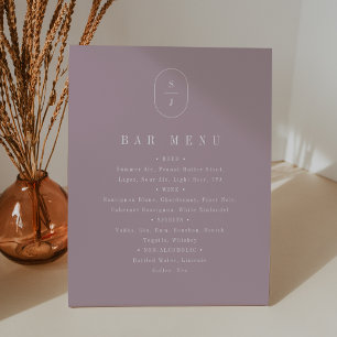 Signe De Table SHYLAH Simple Lilac Modern Mariage Bar Menu Sign