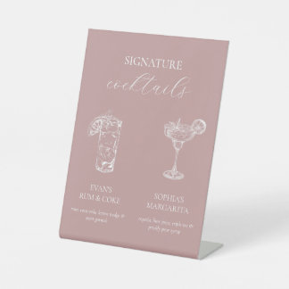 Signe De Table Signal de cocktail signature Élégance simple