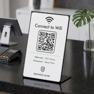 Signe De Table Signalétique WiFi Affaires Moderne Noir Blanc