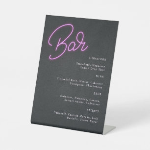 Signe De Table Signature Black Neon moderne Boire Bar Mariage Pan