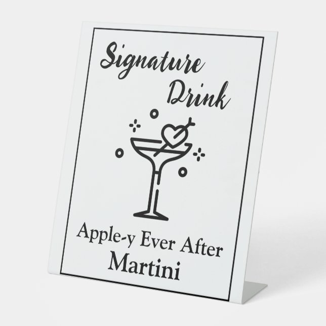 Signe De Table Signature Boire Signer pour Mariage Bar Martini (Recto)