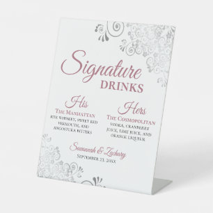Signe De Table Signature Boissons Dusty Rose & Silver Chic Mariag